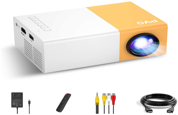 Mini Projector, PVO Portable Projector -  With HDMI USB AV Interfaces and Remote Control!