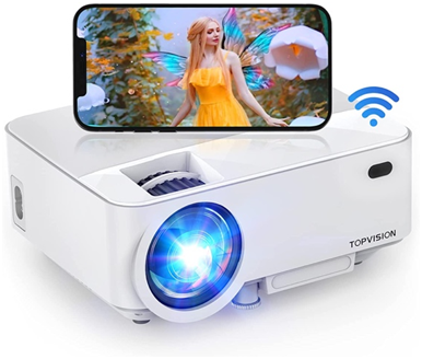  TOPVISION WiFi Portable Projector - Compatible with TV Stick, HDMI, VGA, USB, AV, Laptop, PS4