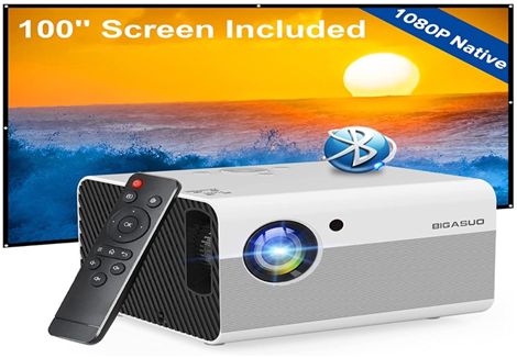 Bigasuo B509 Outdoor Movie Projector - With Bluetooth and Digital Zoom feature
