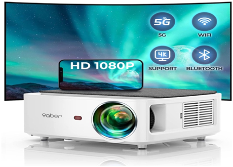 YABER V6 5G WiFi Bluetooth Projector- Home&Outdoor Video Projector for iOS/Android/PS5/PPT