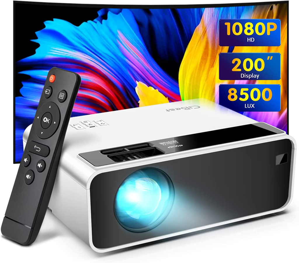 CiBest W13 LED Portable Home Projector - With 200-inch screen size.