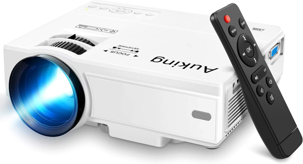 AuKing Projector, 2023 Upgraded Mini Projector - Multimedia Home Theater Video Projector.